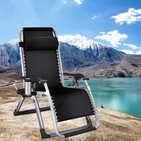 Zero Gravity Kursi Lipat Kerja Folding Picnic Chair with Tray - ZD2101 - Black - 2