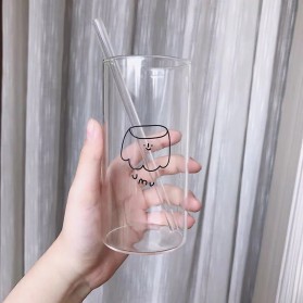 MDZF Gelas Unik Japanese Style Glass Cup Heat Resistant 360ml - MD18 - Transparent