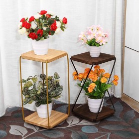 HomeStyle Rak Tanaman Stand Plant Shelves Flower Metal 2 Tier - G394 - Wooden - 2