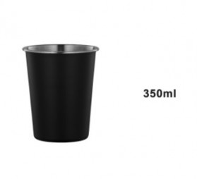 JIATA Gelas Mug Tea Milk Coffe Beer Cups Stainless Steel 350ml - BC1235 - Black
