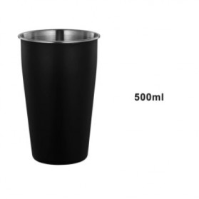 JIATA Gelas Mug Tea Milk Coffe Beer Cups Stainless Steel 500ml - BC1235 - Black