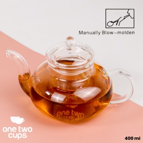 One Two Cups Teko Pitcher Glass Teapot Japanese Style Tea Infuse 400ml - 8CV101 - Transparent