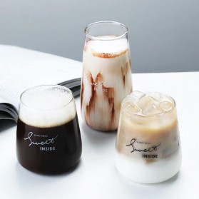 OLOEY Gelas Cangkir Kopi Glass Coffee Mug Sweet Inside 450ml  - 0081 - Black - 6