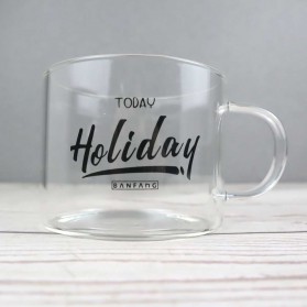 BANFANG Gelas Cangkir Kopi Glass Coffee Mug Desain Holiday 475ml - MD18 - Transparent