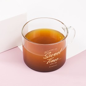 BANFANG Gelas Cangkir Kopi Glass Coffee Mug Desain Sweet Time 475ml - MD18 - Transparent