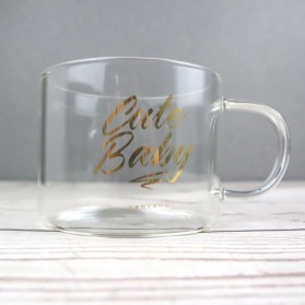 BANFANG Gelas Cangkir Kopi Glass Coffee Mug Desain Cute Baby 475ml - MD18 - Transparent