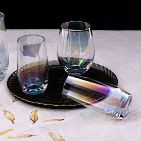 LOULONG Gelas Cangkir Glass Crystal Champagne Wine Rainbow Goblet 385ml - XR1028 - Multi-Color - 6