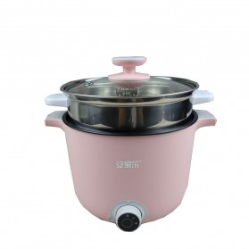 Trifate Panci Listrik Mini Multifunctional Electric Cooker Skillet Household Frying 600W 1.5L with Steamer - AJL-A1301 - Pink