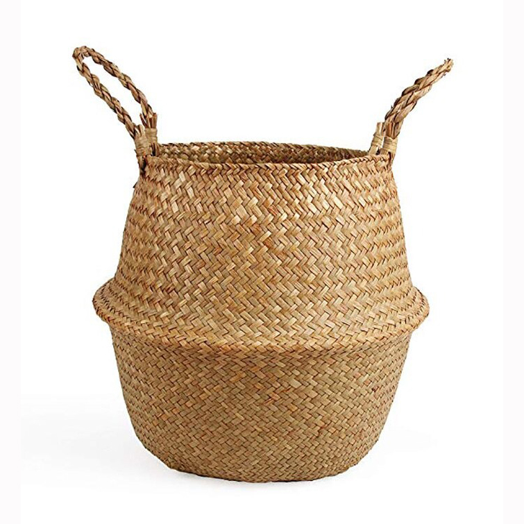 Gambar produk WITUSE Keranjang Jerami Storage Baskets Laundry Seagrass Hanging Flower 22cm - EQF302