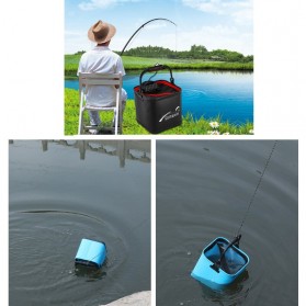 DILENI Ember Lipat Mancing Tempat Wadah Ikan Folding Fishing Bucket Model Handle 19x19x18cm - WF126 - Black