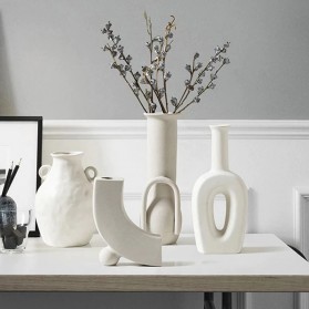 PRETTYAM Vas Bunga Dekorasi Modern Vases Decoration Flower Pot Nordic Style Keramik Round - BHM-618 - Gray