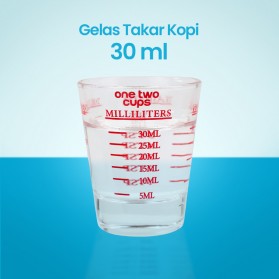 One Two Cups Gelas Takar Kopi Expresso Glass Coffee 30ml - MD19 - Red