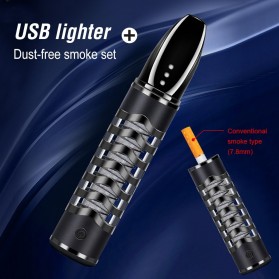 X-Lighter Asbak Rokok Portable Enclosed with USB Tungsten Coil Lighter - YB1 - Black