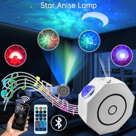 AMARYLLIS Lampu Proyektor Tidur Cahaya Bintang Bluetooth Speaker Nebula Galaxy Light Starry Sky - 2186XL - White