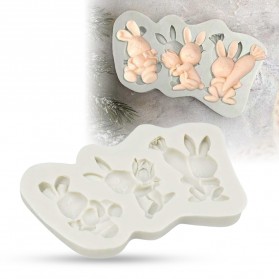 Miki Cetakan Kue 3D  Baking Cake Dessert Molds Silicone Model Rabbit - MH03 - Gray