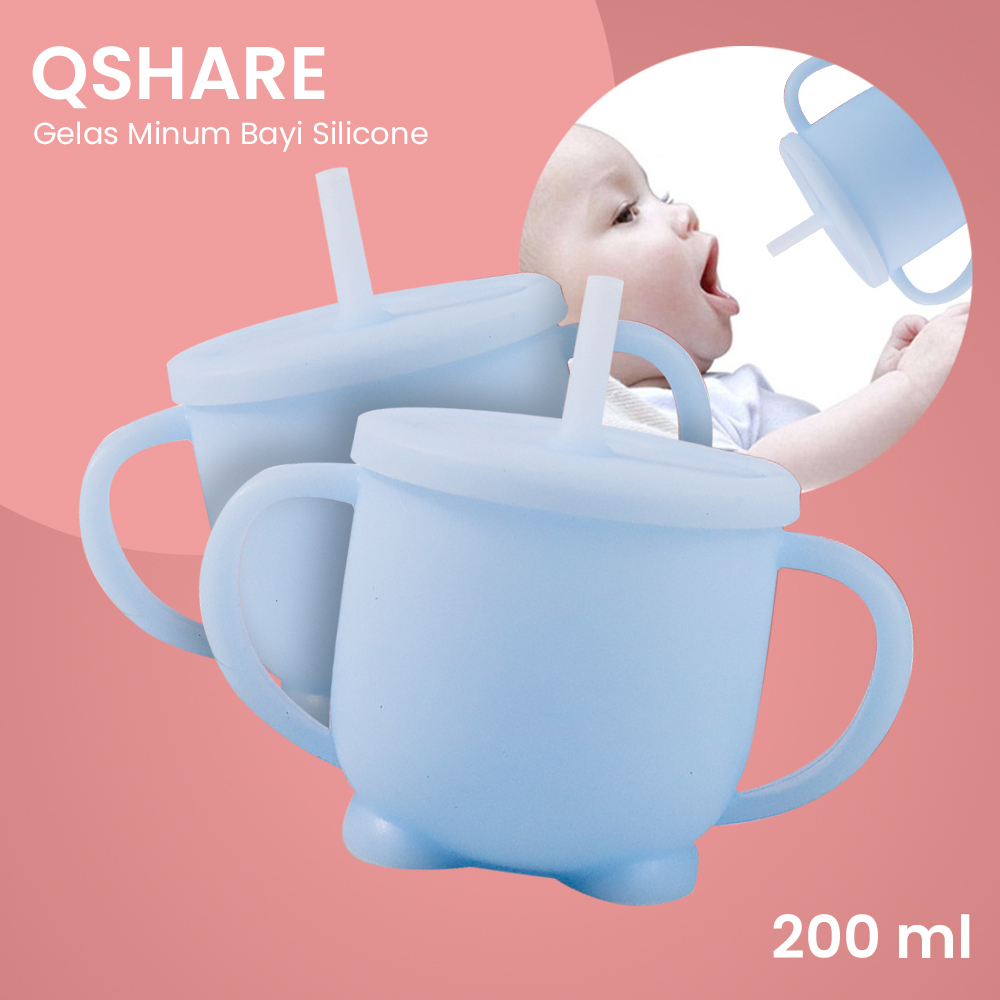 Gambar produk Qshare Gelas Minum Bayi Silicone Baby Glass 200ml - QS02