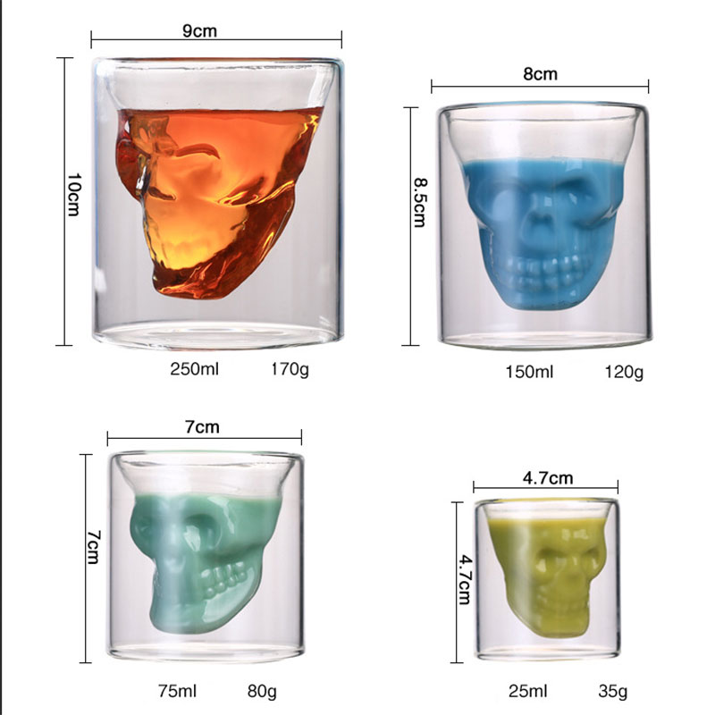 Gambar produk Doomed Gelas Wine Double Wall Glass Crystal Beer Mug 150ml -  SG-02