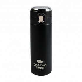 One Two Cups Botol Minum Thermos Suhu LCD Thermal Smart Mug Stainless Steel 420ml - OTC002 - Black/Silver