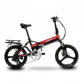 Lankeleisi Sepeda Elektrik Lipat Smart Moped Elite Version 48V 10.4AH Free Back Seat - G550 - Black/Red