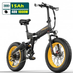 Lankeleisi Sepeda Elektrik Lipat Smart Moped 20 Inch 48V 15Ah - X3000Plus - Black/Yellow