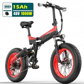 Lankeleisi Sepeda Elektrik Lipat Smart Moped 20 Inch 48V 15Ah - X3000Plus - Black/Red