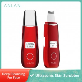 Perawatan Kulit - ANLAN CPJ03-9S Pembersih Wajah Elektrik Ultrasonic Facial Skin Scrubber Ion Acne Skin Cleanser - ALCPJ03-9S - Red