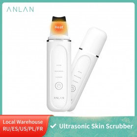 Perawatan Kulit - ANLAN C-103 Pembersih Wajah Elektrik Heat Ultrasonic Facial Skin Scrubber Ion Acne Skin Cleanser - ALCPJ04-02 - White