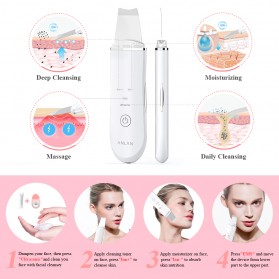 ANLAN C-105 Pembersih Wajah Elektrik Ultrasonic Facial Skin Scrubber Ion Acne Skin Cleanser - ALDRY03-02 - White - 8