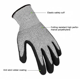 GMG Sarung Tangan Keselamatan Tahan Goresan Pisau Cut Protection Glove - AY2105 - Gray/Black - 6