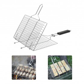 FreshFind Alas Panggang Grilling Basket Metal Barbecue Sausage Rack Net - HX583 - Silver - 5