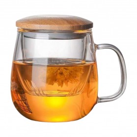One Two Cups Gelas Cangkir Teh Tea Cup Mug 420ml with Infuser Filter - C225 - Transparent - 2
