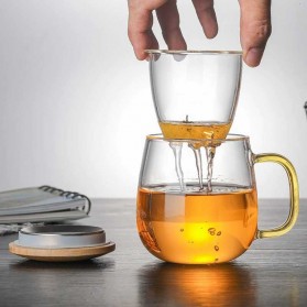 One Two Cups Gelas Cangkir Teh Tea Cup Mug 320ml with Infuser Filter - C225 - Transparent