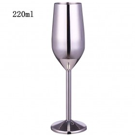 YJBL Gelas Cangkir Stainless Steel Champagne Wine Goblet 220ml - XR105 - Silver