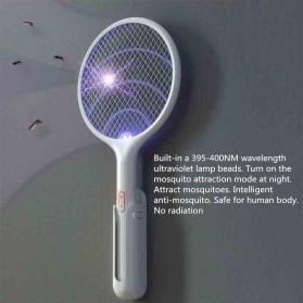 Qualitell Raket Nyamuk 2 in 1 Mosquito Swatter USB Rechargeable with UV Light - ZS9001 - White - 7