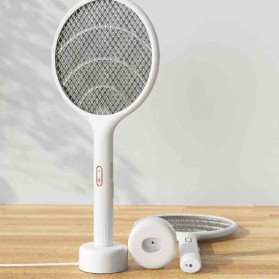 Qualitell Raket Nyamuk 2 in 1 Mosquito Swatter USB Rechargeable with UV Light - ZS9001 - White - 11