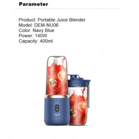 Deerma Blender Buah Wireless Portable Juicer 400ML - DEM-NU06 - Navy Blue - 4