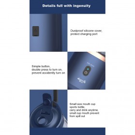 Deerma Blender Buah Wireless Portable Juicer 400ML - DEM-NU06 - Navy Blue - 6