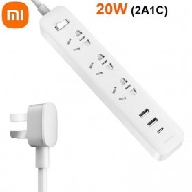 Xiaomi Mi Smart Power Strip 3 Plug dengan 2 USB A Port dan 1 USB C - XMCXB05QM - White