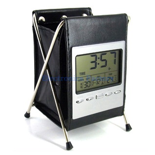Leather Lcd Penholder With Clock leather lcd penholder with clock black jakartanotebook Leather Lcd Penholder With Clock leather lcd penholder with clock black jakartanotebook