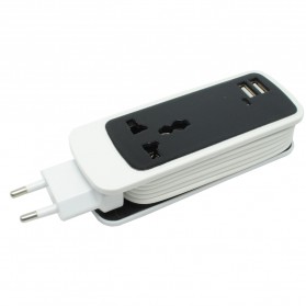 EXBO Stop Kontak Colokan Listrik Universal dengan 2 USB Port - EXBO-S15 - Black