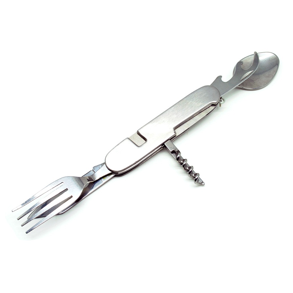 Aluminium Surface Swiss Knife with Spoon and Fork 6 in 1 - SR-LP401 - Silver - 2