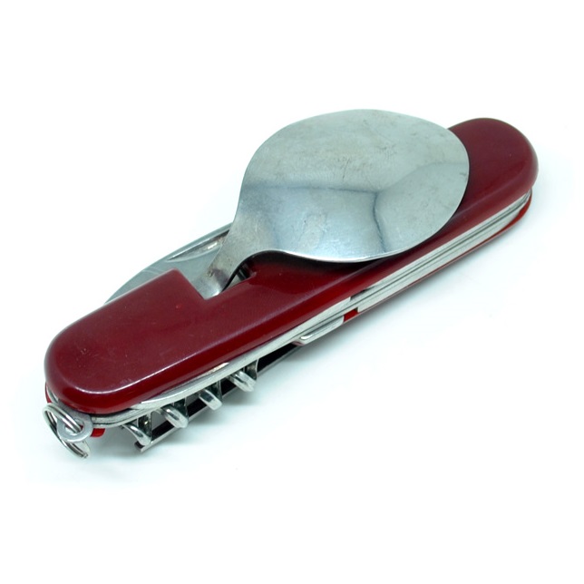 Colorful Plastic Surface Small Swiss Knife with Spoon and