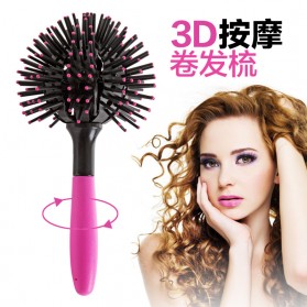 3D Spherical Comb Japan for Curling Hair / Sisir Rambut Blow - Black/Pink - 3