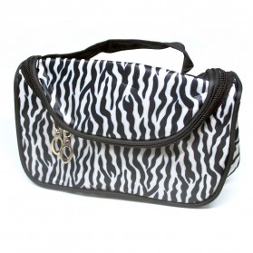 Ms Fashion Makeup Admission Bag Square Zipper / Kotak Kosmetik - White/Black - 1