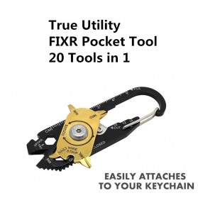 Utility Fixr Pocket MultiTool 20 in 1 EDC Survival Keychain Tool - Black