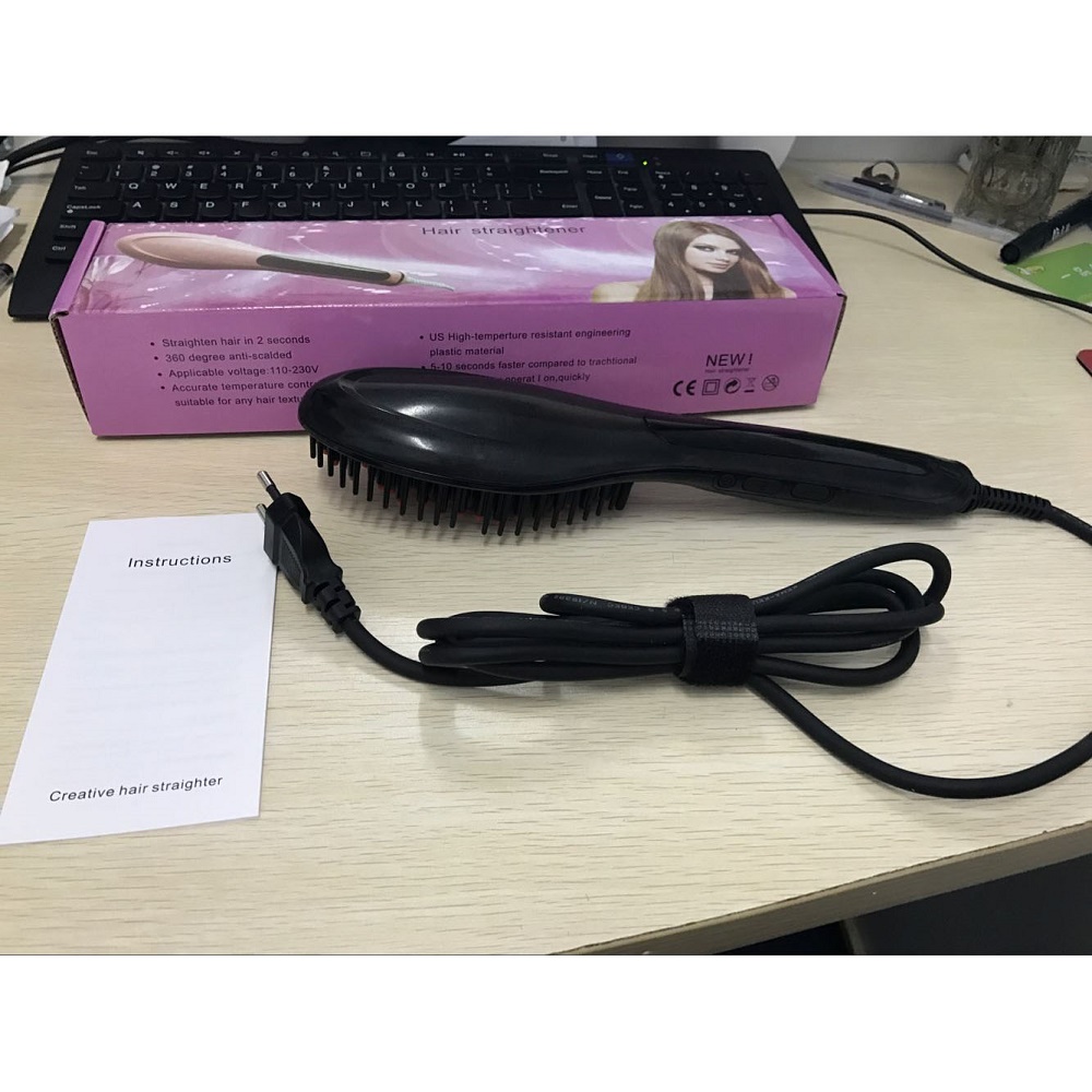 Sisir Catokan Elektrik Ion Pelurus Rambut - Black 