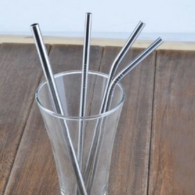 Bending Straw Stainless Steel Capillary 4 Pcs / Sedotan - 304 - Silver - 4