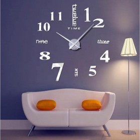 Taffware Jam Dinding Besar DIY Giant Wall Clock Quartz Creative Design 90-100cm - DIY-101 - Silver