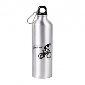 TaffSPORT Botol Minum Olahraga Aluminium 750ml Dengan Karabiner - H2GO - Silver