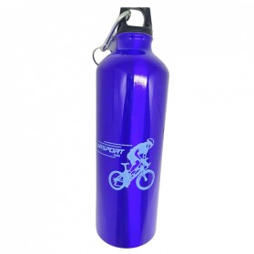 TaffSPORT Botol Minum Olahraga Aluminium 750ml Dengan Karabiner - H2GO - Blue - 3